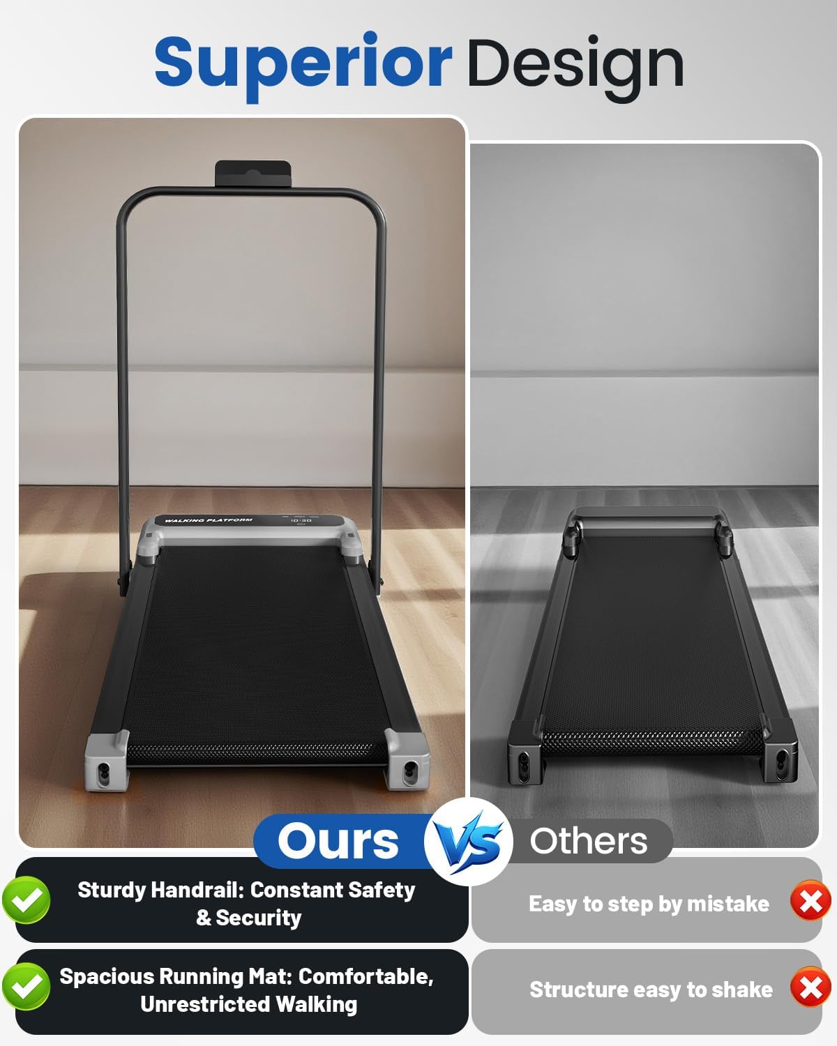 Thumbnail 5 de Viamotion Walking Pad Treadmill for Home with Incline and Handle Bar