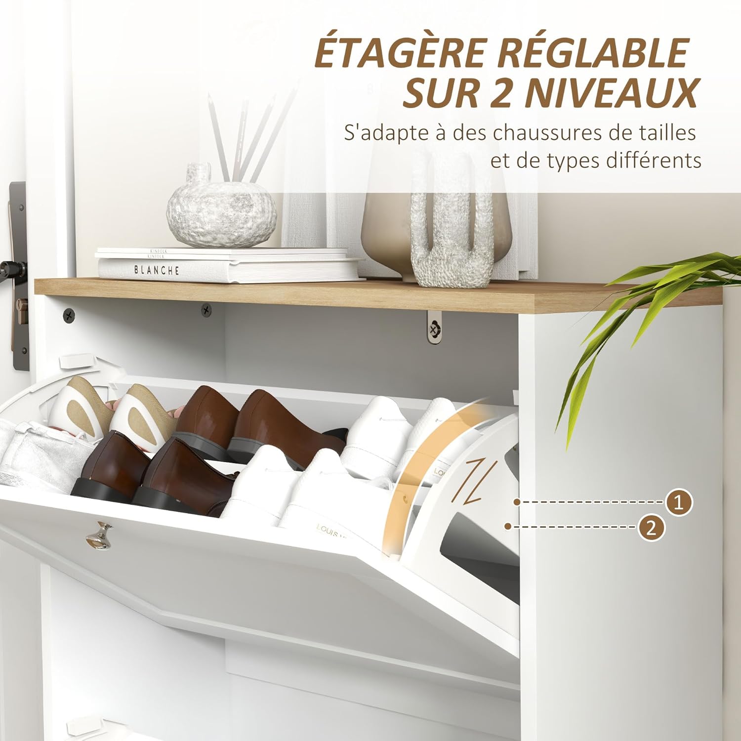 Thumbnail 4 de HOMCOM Meuble à Chaussures 12 Paires – Armoire Étroite Moderne, Blanc