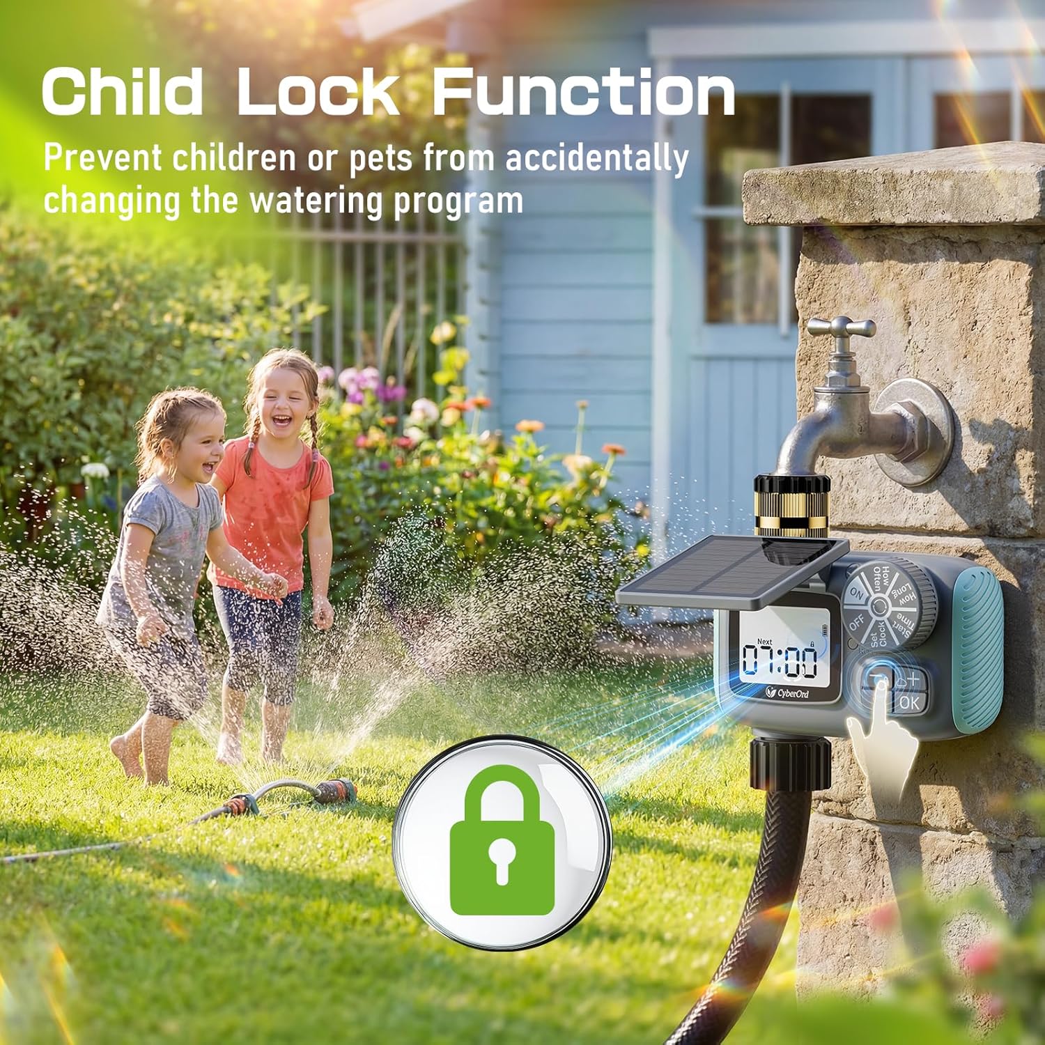 Thumbnail 6 de CyberOrd Timer Irrigazione Solare con ingresso 3/4" in ottone, display LCD e ritardo pioggia
