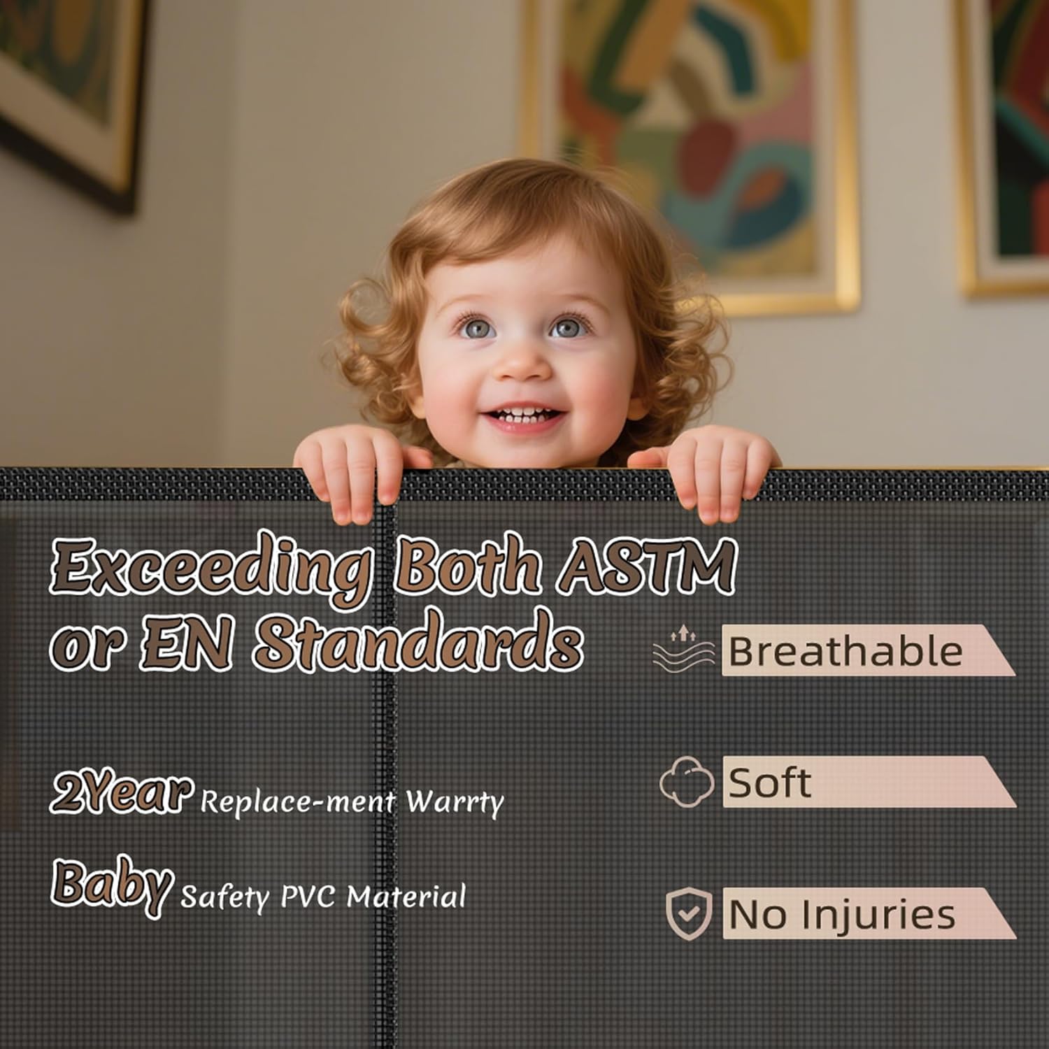 Thumbnail 2 de Miumoon 120-inch Retractable Baby Gate (34-inch Tall) with Reinforced Fiber Bar Strip Design