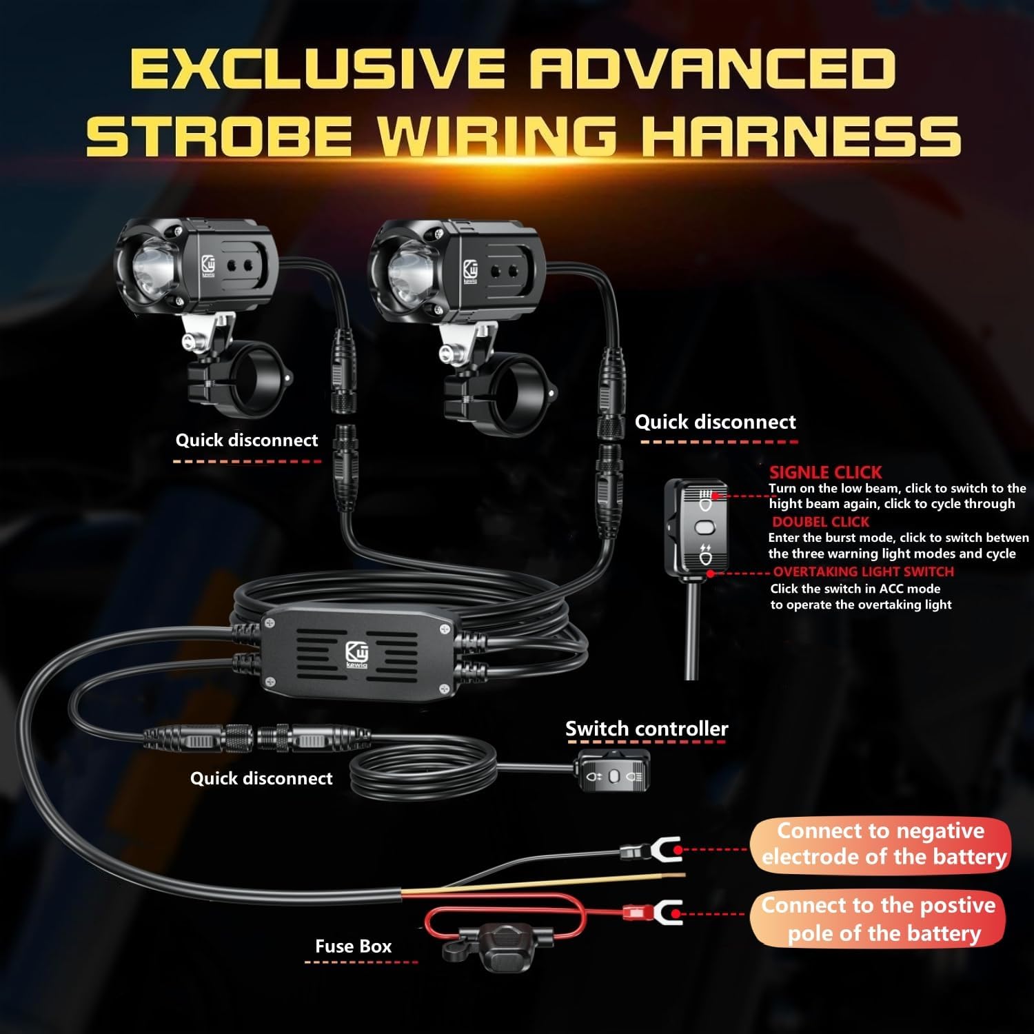 Thumbnail 2 de Kewig Motorcycle LED Light Kit 60W