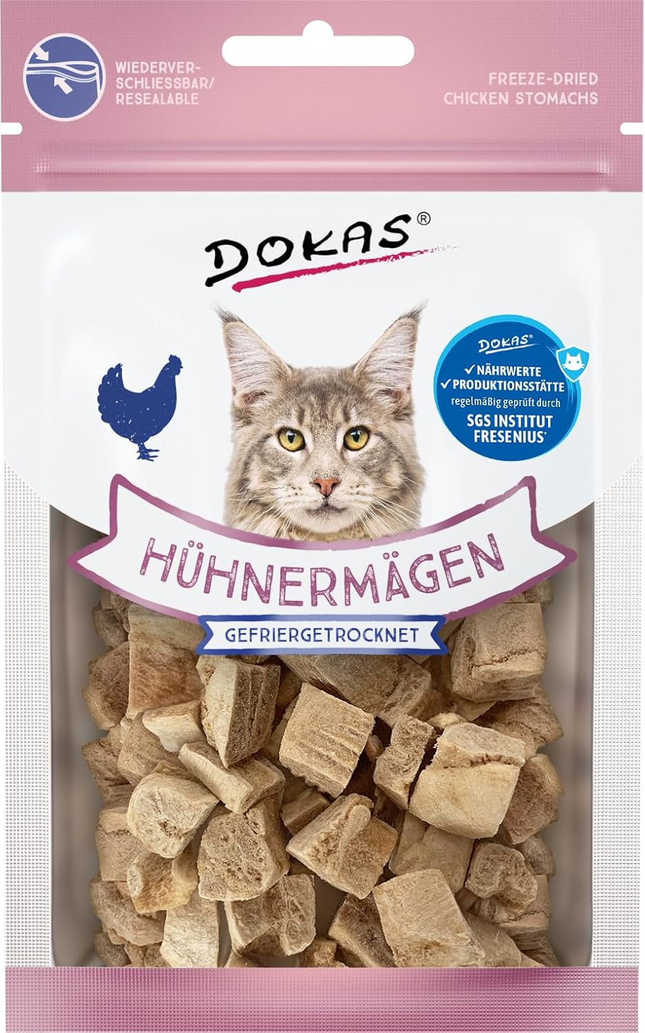 Detalle de DOKAS Gefriergetrocknete Innereien – Premium Katzenbelohnung, Hühnerherzen, getreidefrei, 6 x 15 g