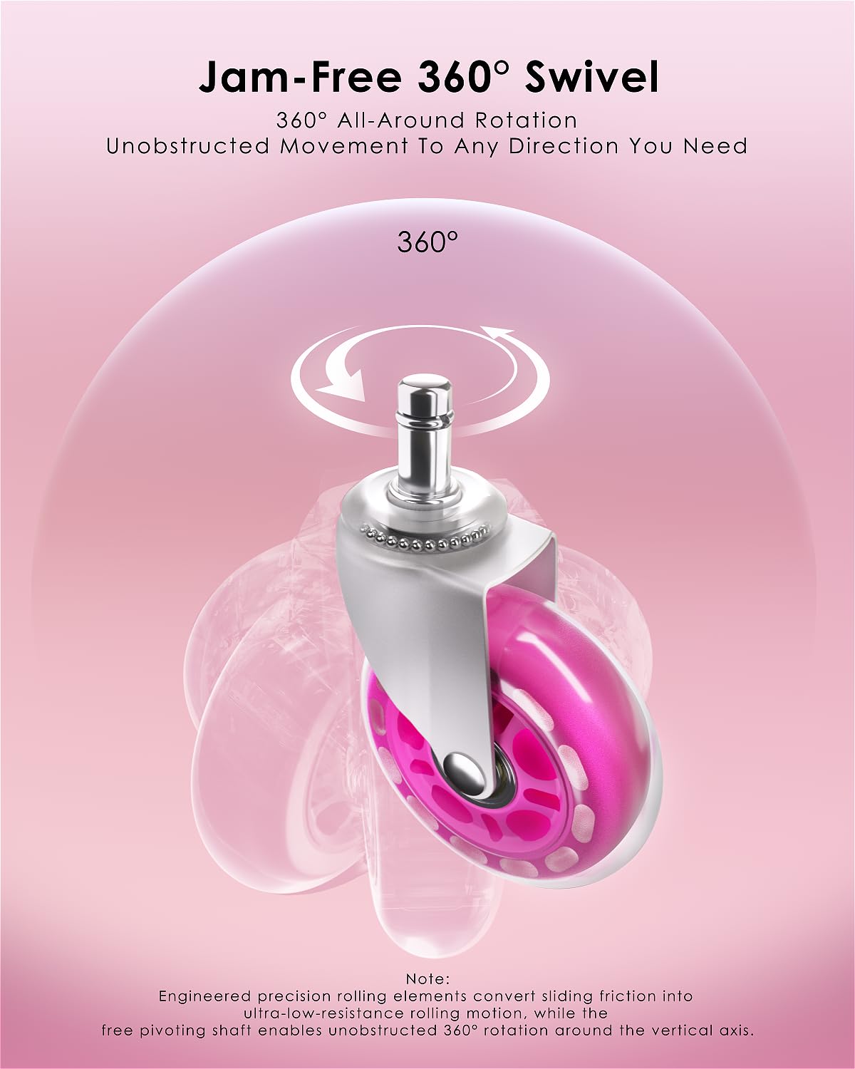 Thumbnail 6 de RidRed OCW-001-Pink Office Chair Casters, Pink Polyurethane, 5-Pack