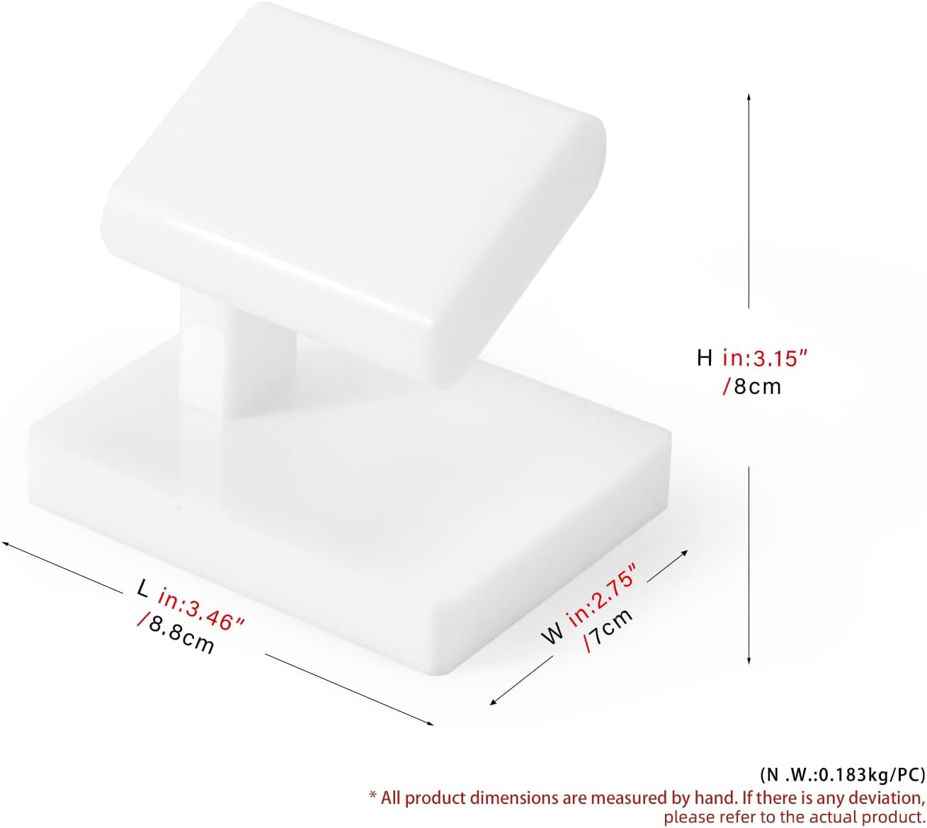 Detalle 2 de Woodten Acrylic Single Watch Stand, White, with Curved Cradle and Wide Base