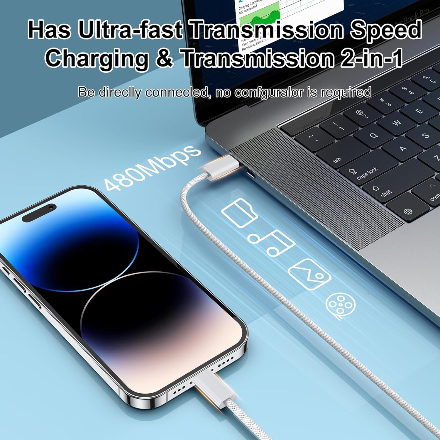 Detalle de Lightning USB-C Kabel 2M (2er Pack) mit Apple MFi Zertifizierung – PD 27W