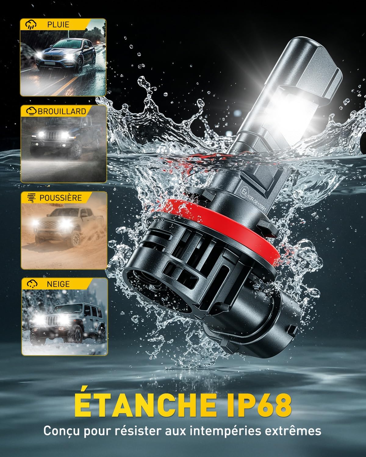 Thumbnail 5 de AUXITO ampoule H11 LED 1:1 Mini – homologation UNECE-R37, +500% de luminosité, ventilation et lot de 2 (H11/H9/H8)