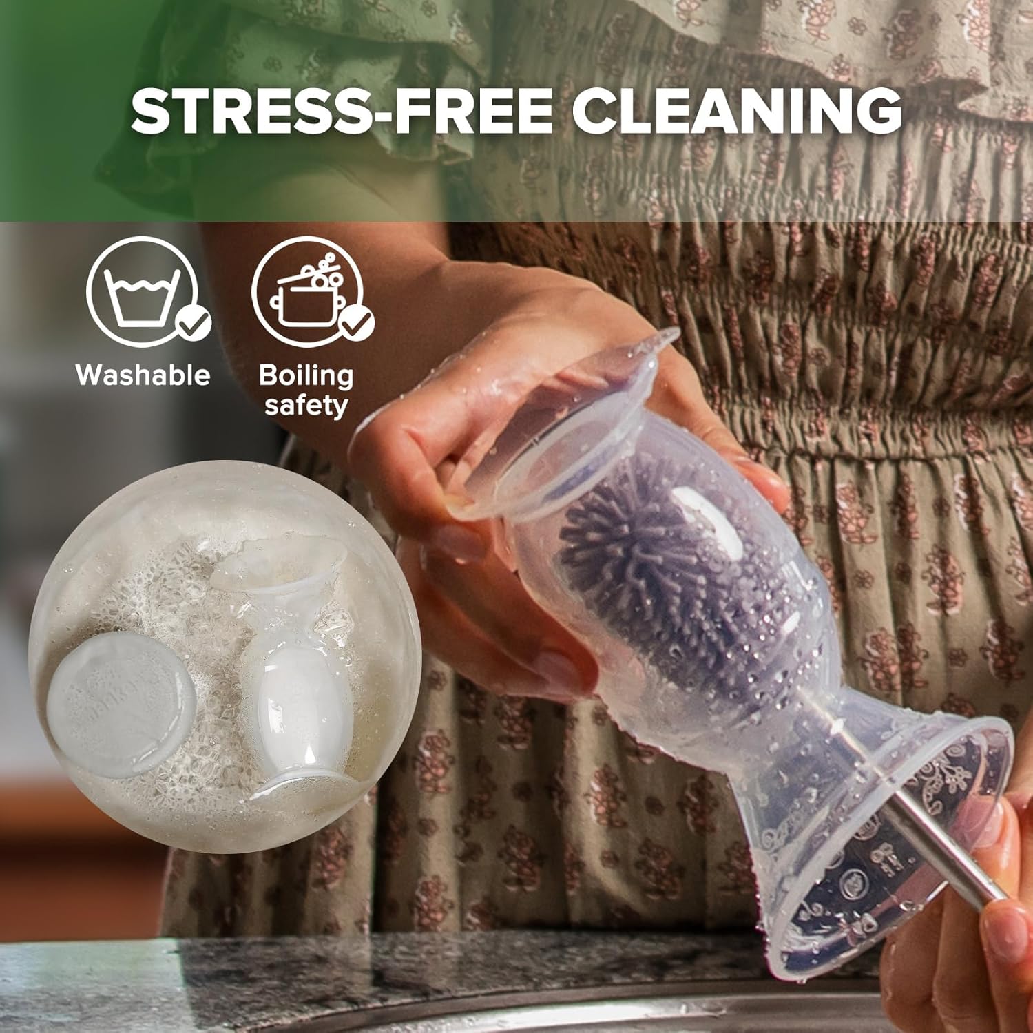 Thumbnail 6 de haakaa tiralatte manuale da 150 ml con coperchio e base ventosa in silicone