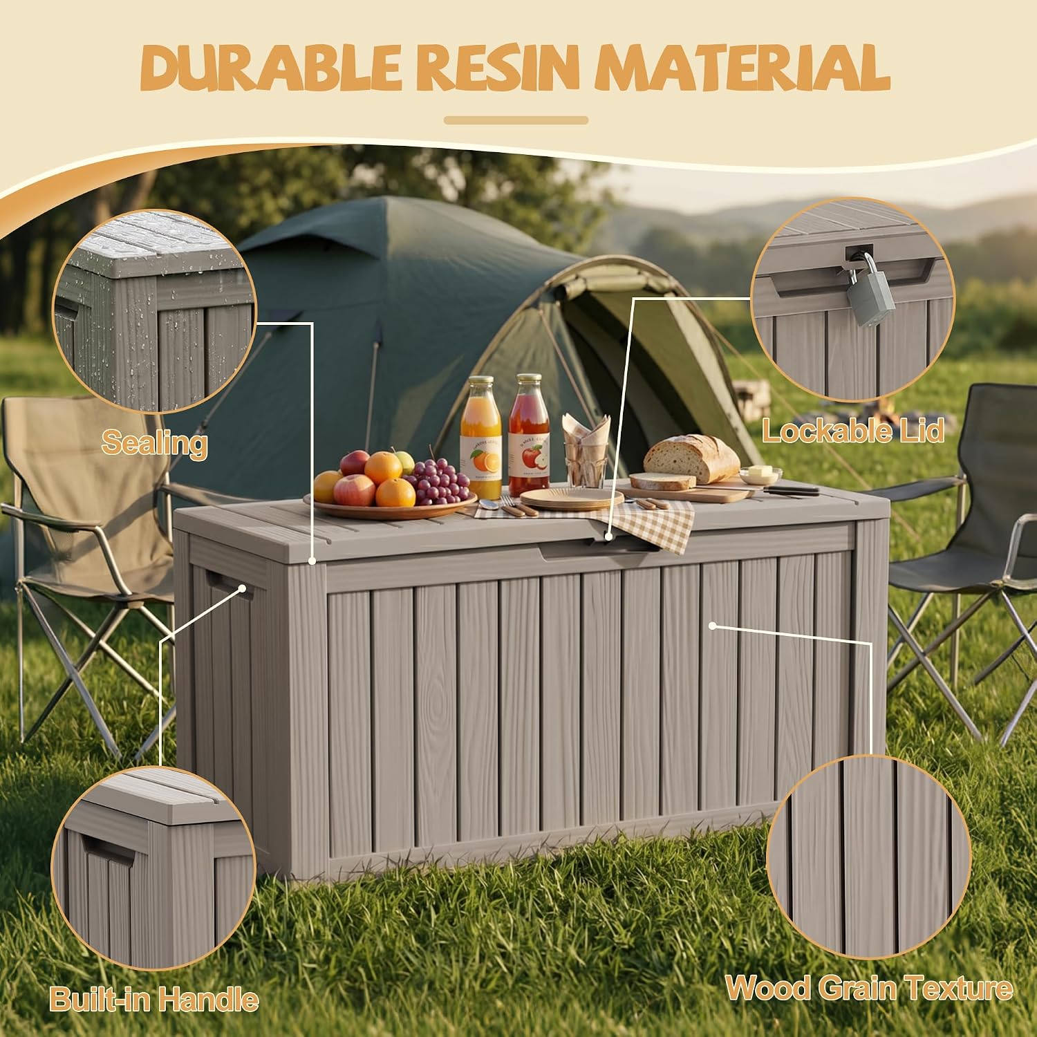 Thumbnail 3 de EFU C109C 165-Gallon Resin Deck Box with Gas Struts and Wheels
