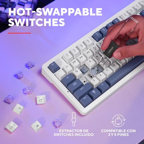 Detalle 2 de GXTrust Xyra Teclado Mecánico TKL 80% con Gasket – Blanco, Español QWERTY