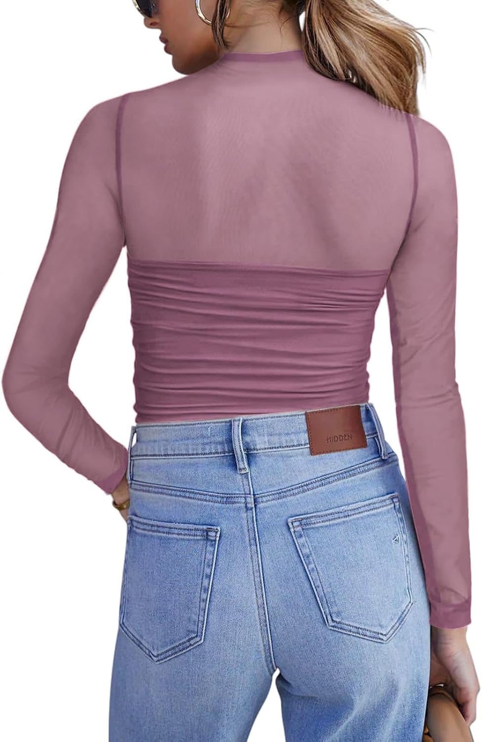 Thumbnail 5 de Zeagoo Mesh Sheer Long Sleeve Top 95% Polyester