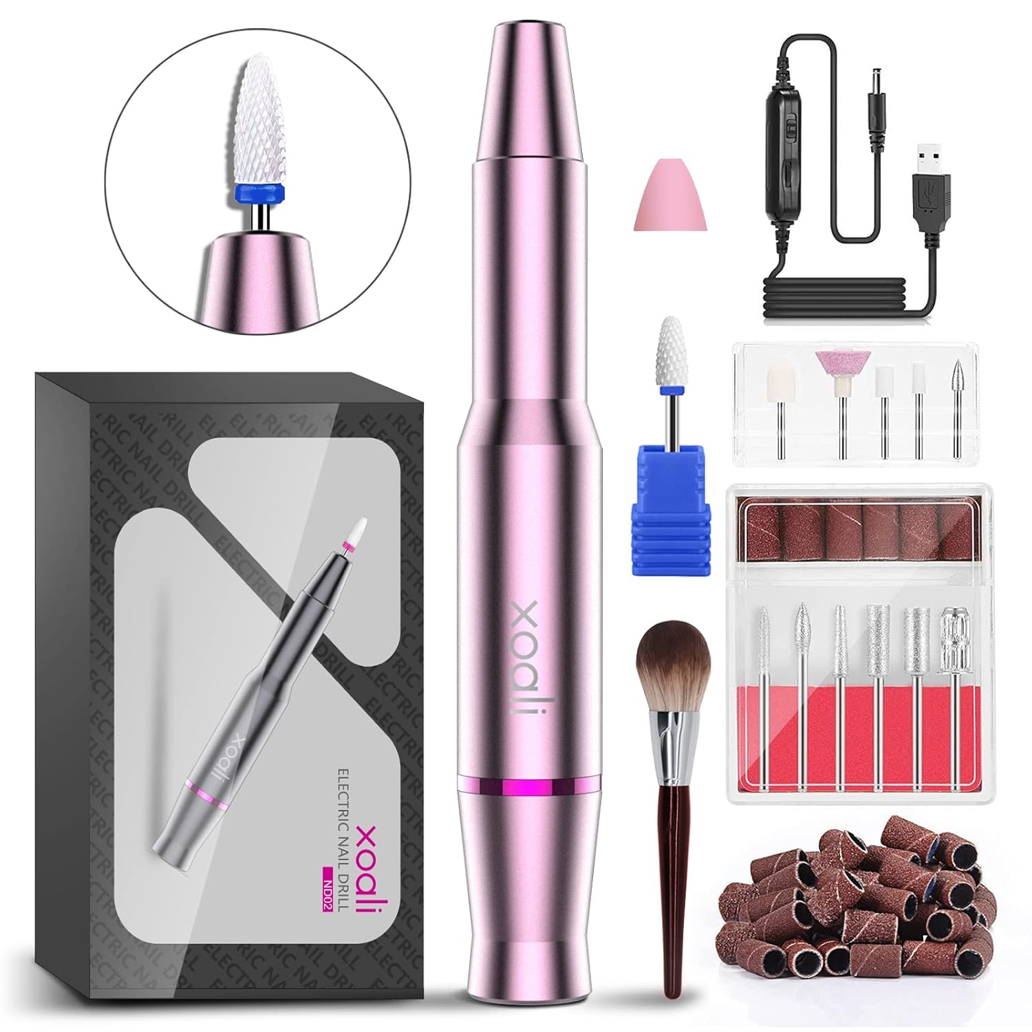 Thumbnail 6 de Xoali Nagelfräser ND-02 – 12-in-1 Elektrische Nagelfeile für Gel, Acryl & Pediküre (25.000 U/min) – Sternengrau