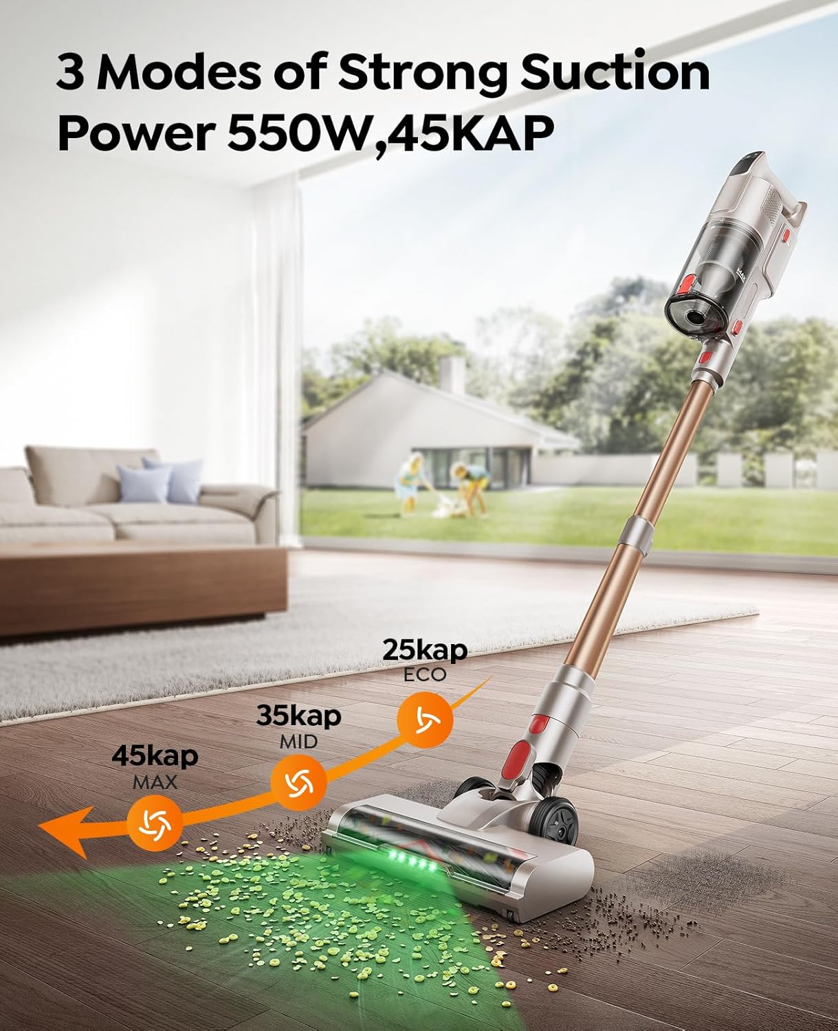 Detalle de Honiture Clean Cordless Vacuum Cleaner - 45KPa/550W, 50min Runtime, 90° Foldable Tube