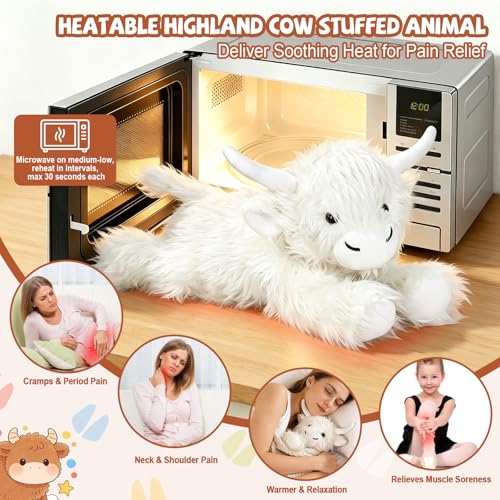 Detalle 2 de Highland Cow Heatable Weighted Plush with Lavender Scent by HBPLN
