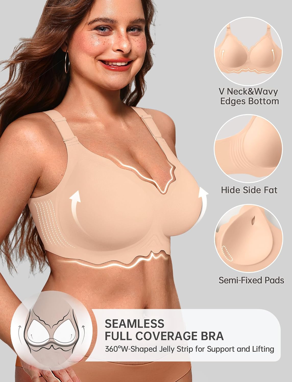 Thumbnail 1 de OEAK Women’s No Underwire Scalloped Push Up Bra
