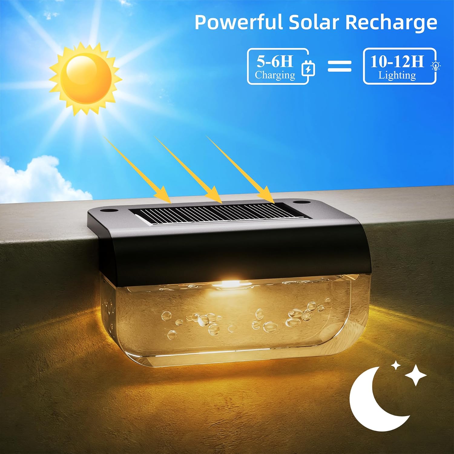 Thumbnail 1 de Lankey Sound 8-Pack Solar Fence Lights – Warm White, IP65 Waterproof