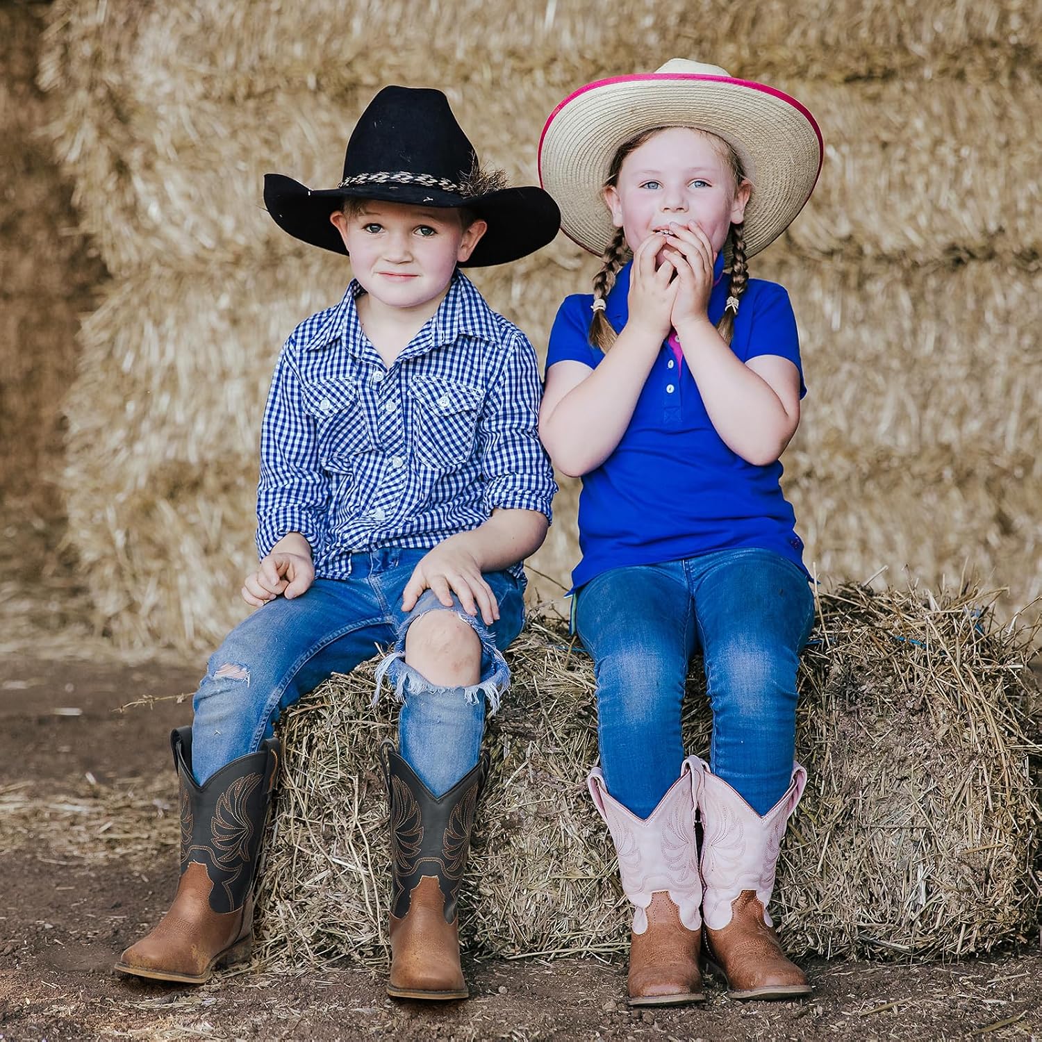 Thumbnail 4 de Rollda Kids Cowboy Boots with Embroidery, Square Toe and Pull Tabs