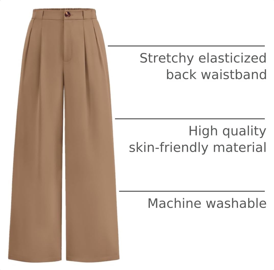 Detalle 2 de KIRUNDO Wide Leg Dress Pants for Women: High-Waisted Palazzo Trousers for Work & Beyond