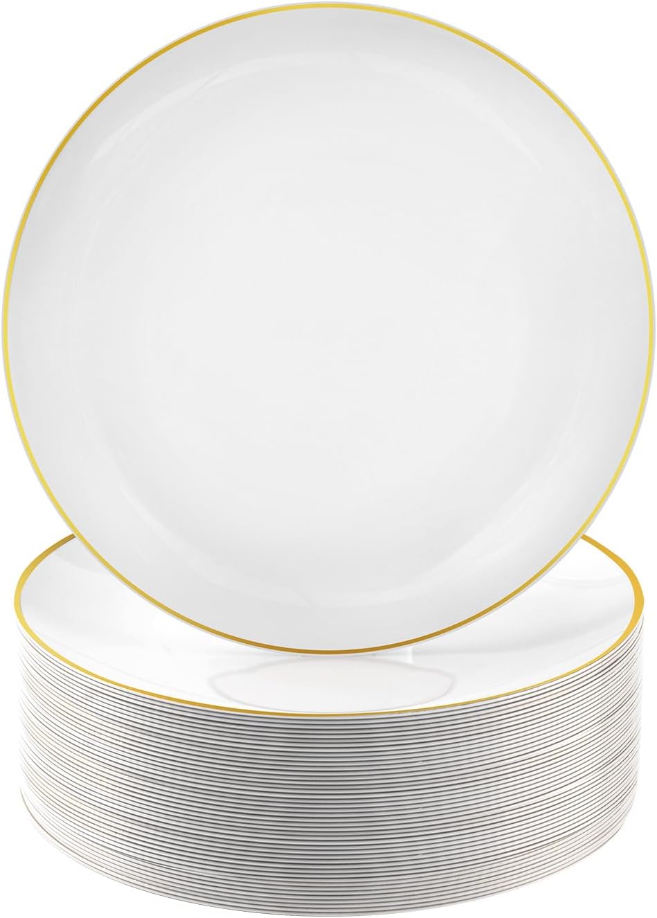 Detalle de Goodluck 7-Inch Gold-Rim Plastic Dessert Plates, White, 100-Pack