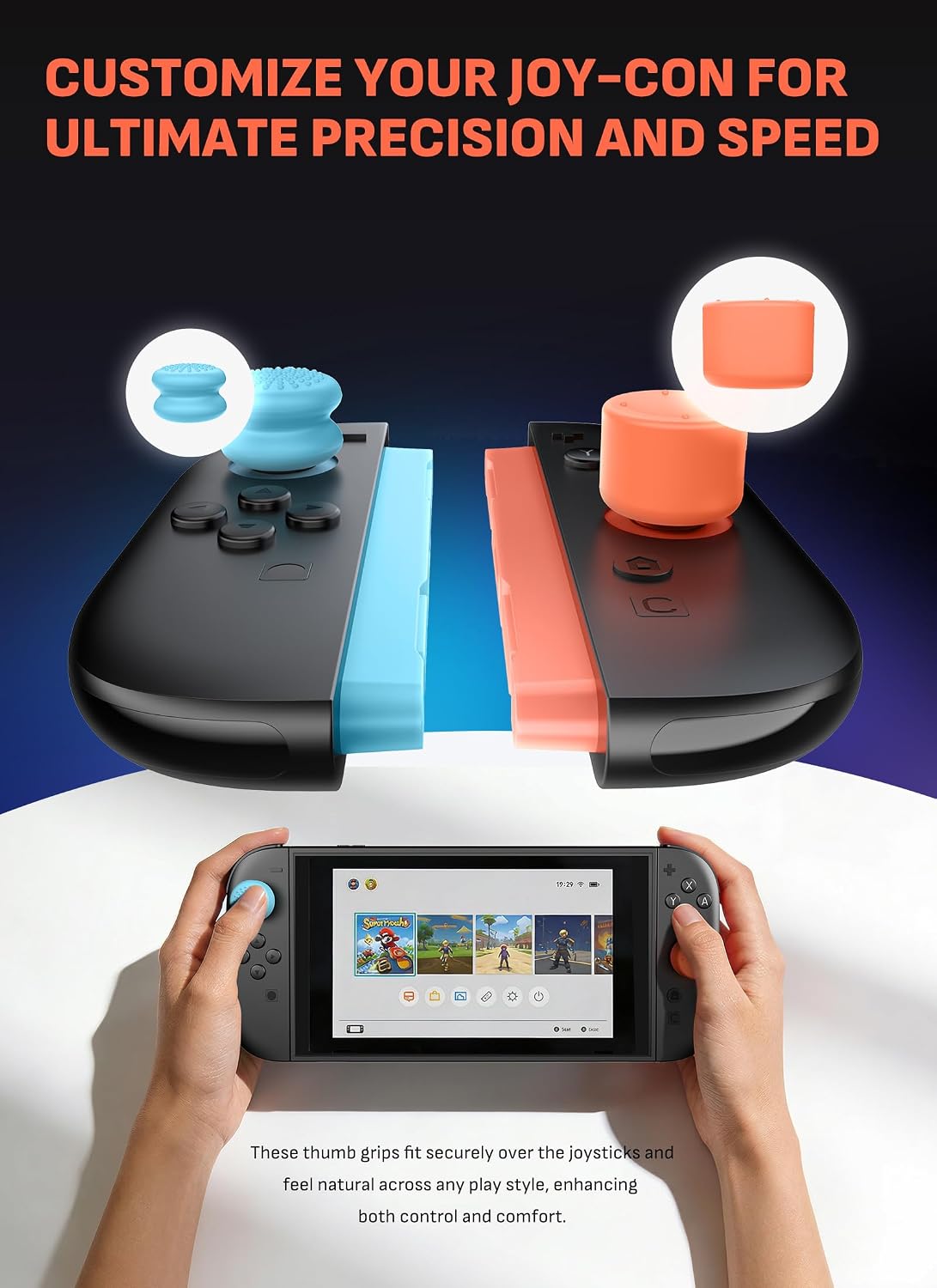 Detalle 2 de Mumba Thumb Grips for Nintendo Switch 2 Joy-Con, 3 Pairs with Storage Box
