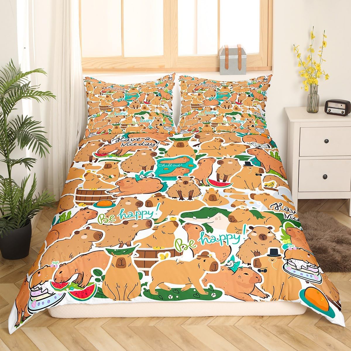 Thumbnail 1 de Homewish Capybaras Bettbezug Set für Kleinkinder, 135 x 200 cm – inkl. Kissenbezug 80 x 80 cm