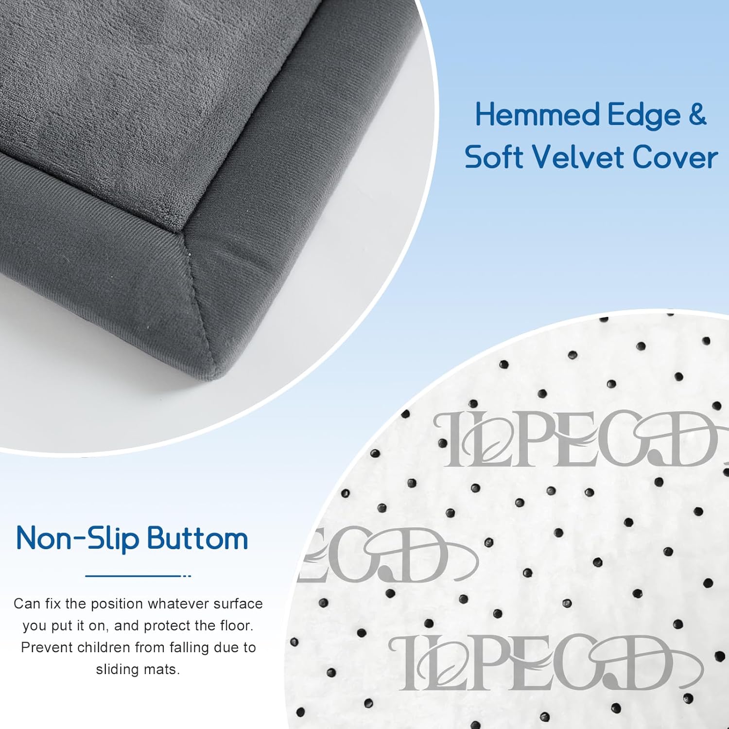 Thumbnail 2 de ILPEOD Baby Play Mat for Floor - 79" x 110" Memory Foam Nursery Rug in Grey