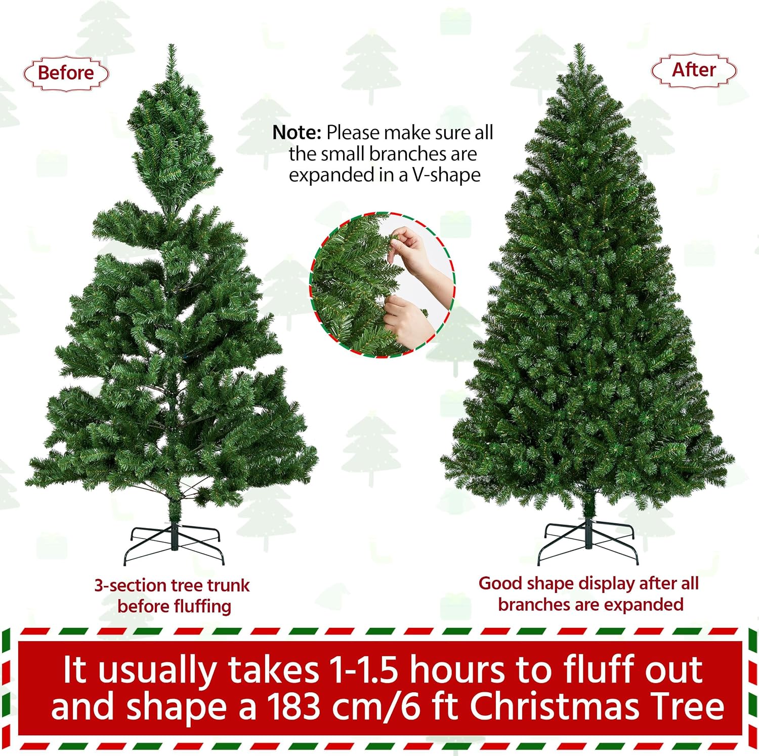 Detalle 2 de Yaheetech HWOA-100/2FR(0.2A) 6-ft Pre-Lit Spruce Christmas Tree