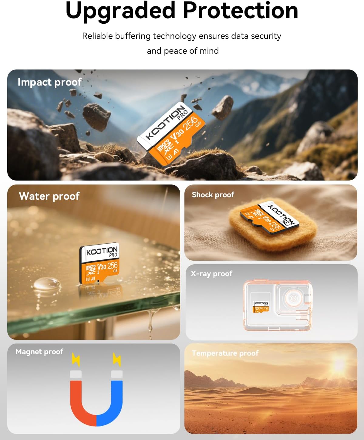 Thumbnail 6 de KOOTION Scheda Micro SD da 256 GB – SDXC UHS-I U3 V30 A1, 95–100 MB/s lettura, 45 MB/s scrittura