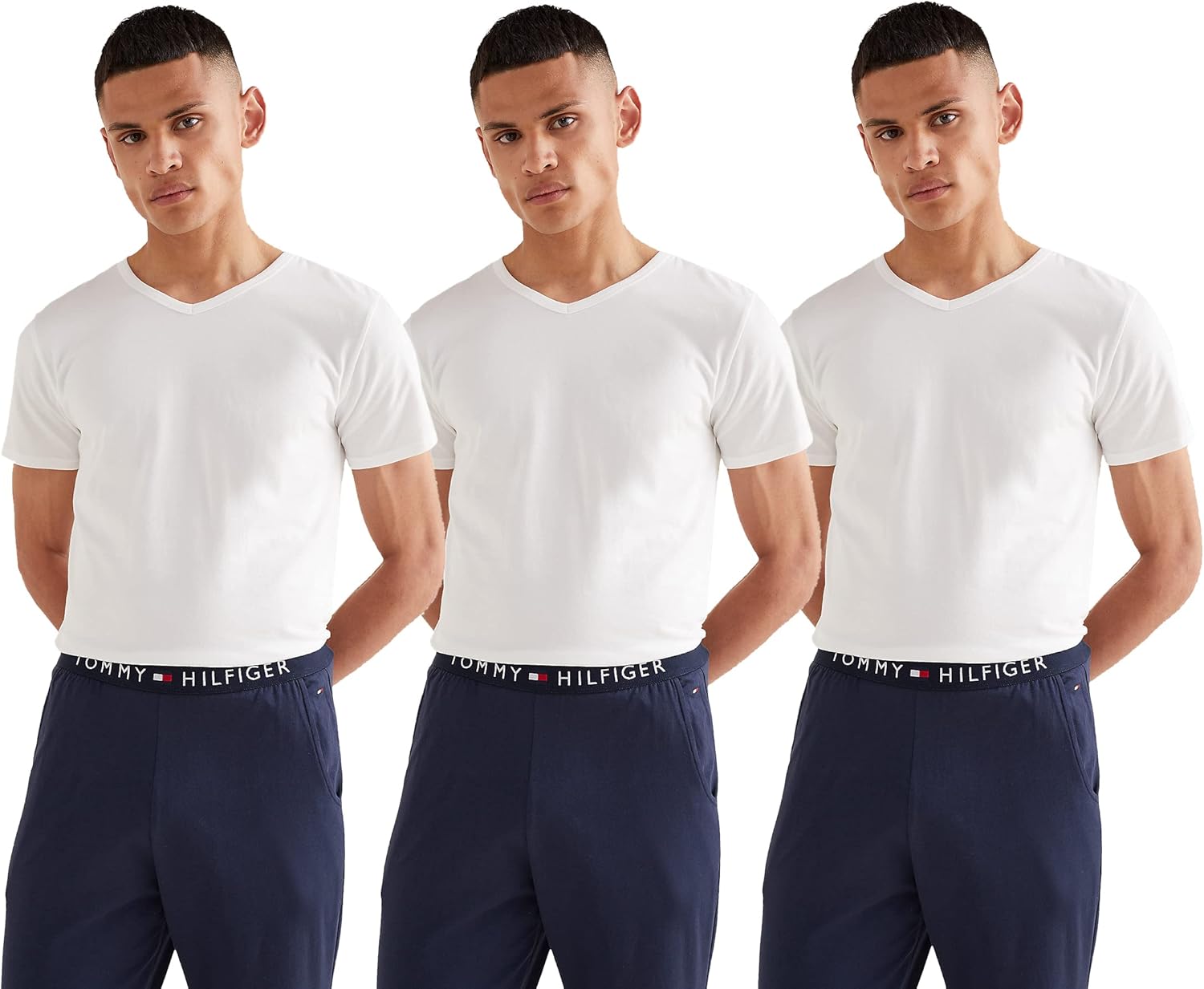 Thumbnail 6 de Tommy Hilfiger 2S87903767 T-Shirt Uni Col V - Manches Courtes - Lot de 3 - Homme