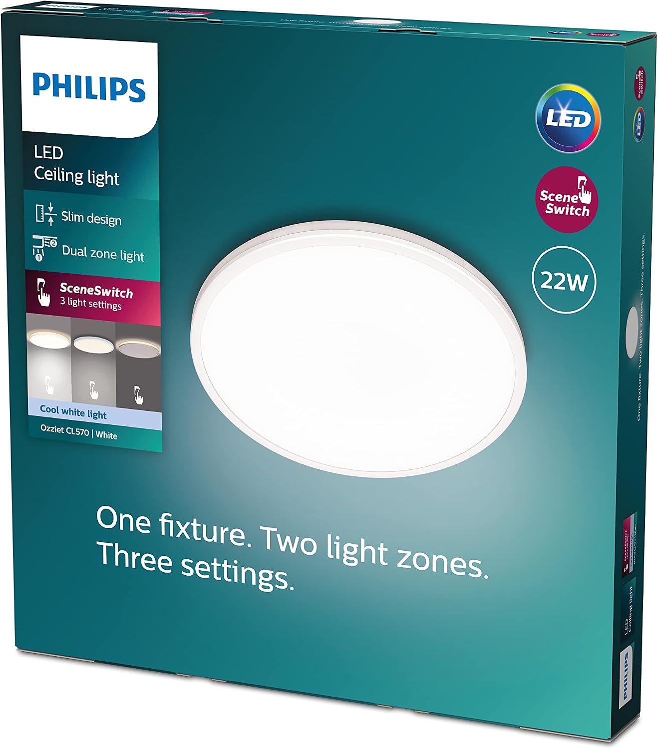 Detalle 2 de Philips Ozziet Plafón LED 22W Luz Blanca Fría 🌟