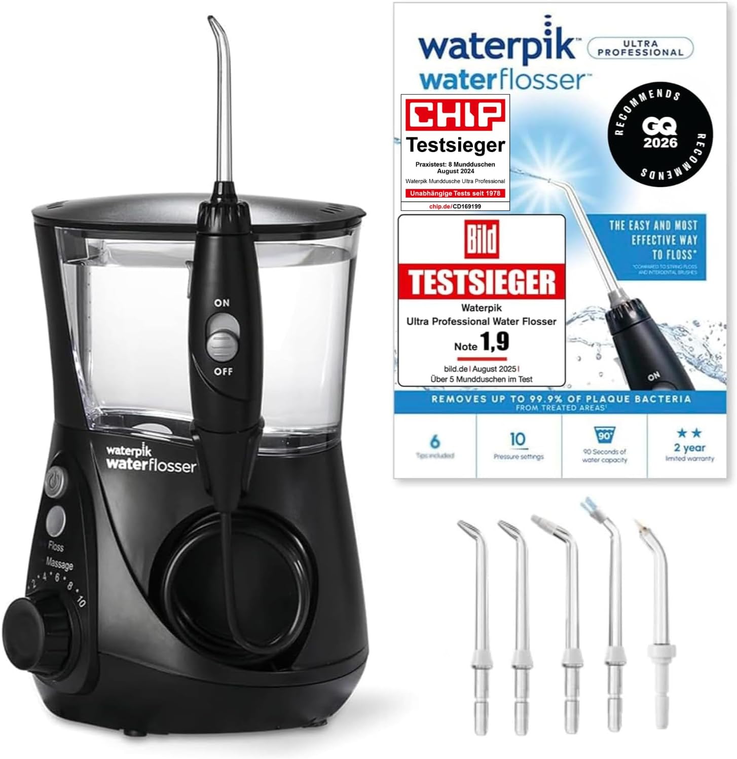 Detalle de Waterpik Professional Water Flosser Munddusche mit 6 Aufsätzen