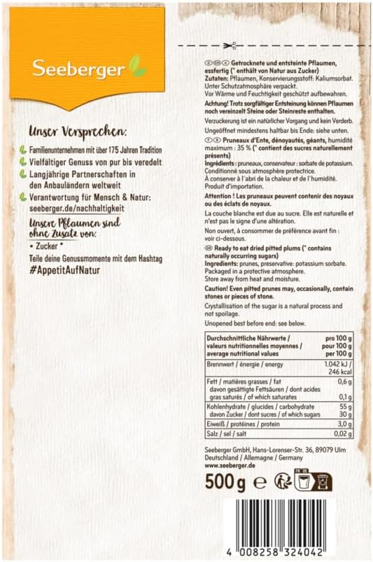 Thumbnail 1 de Seeberger Pruneaux dénoyautés (sachet de 8 x 500 g) — idéal pour cuisiner et varier les plaisirs