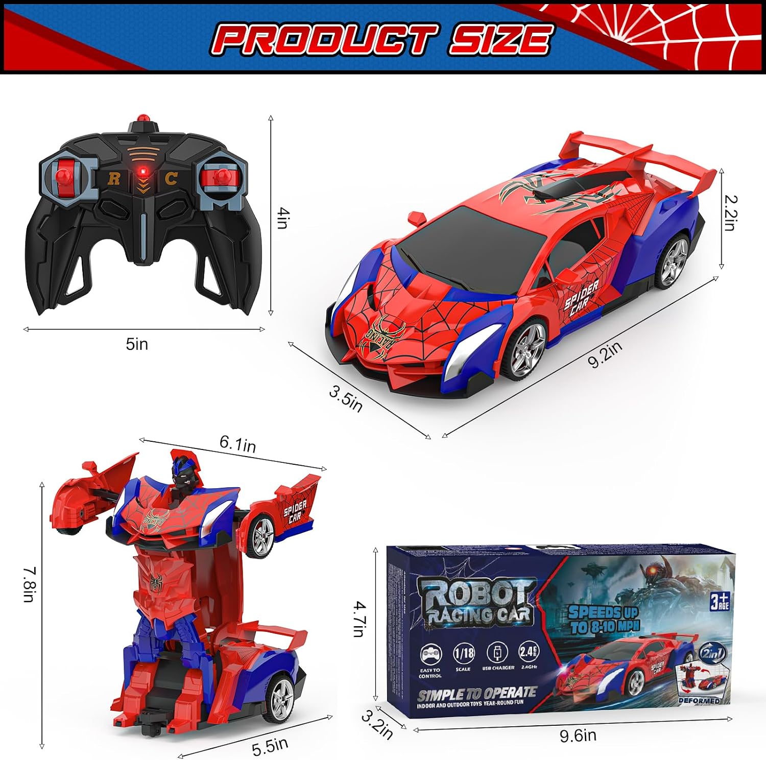 Detalle 2 de BLUEJAY NO.515 Transforming RC Car, 1:18 Scale, 360° Rotation