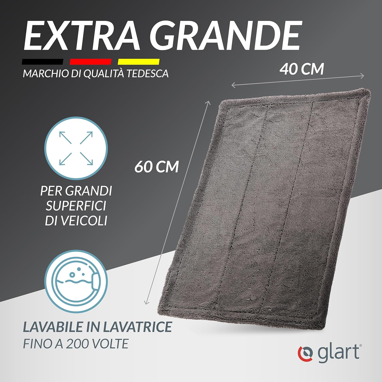 Thumbnail 5 de Glart 44TW6 Twist Panno Asciugante Auto XXL - 60x40 cm: microfibra extra assorbente per asciugatura rapida e senza graffi