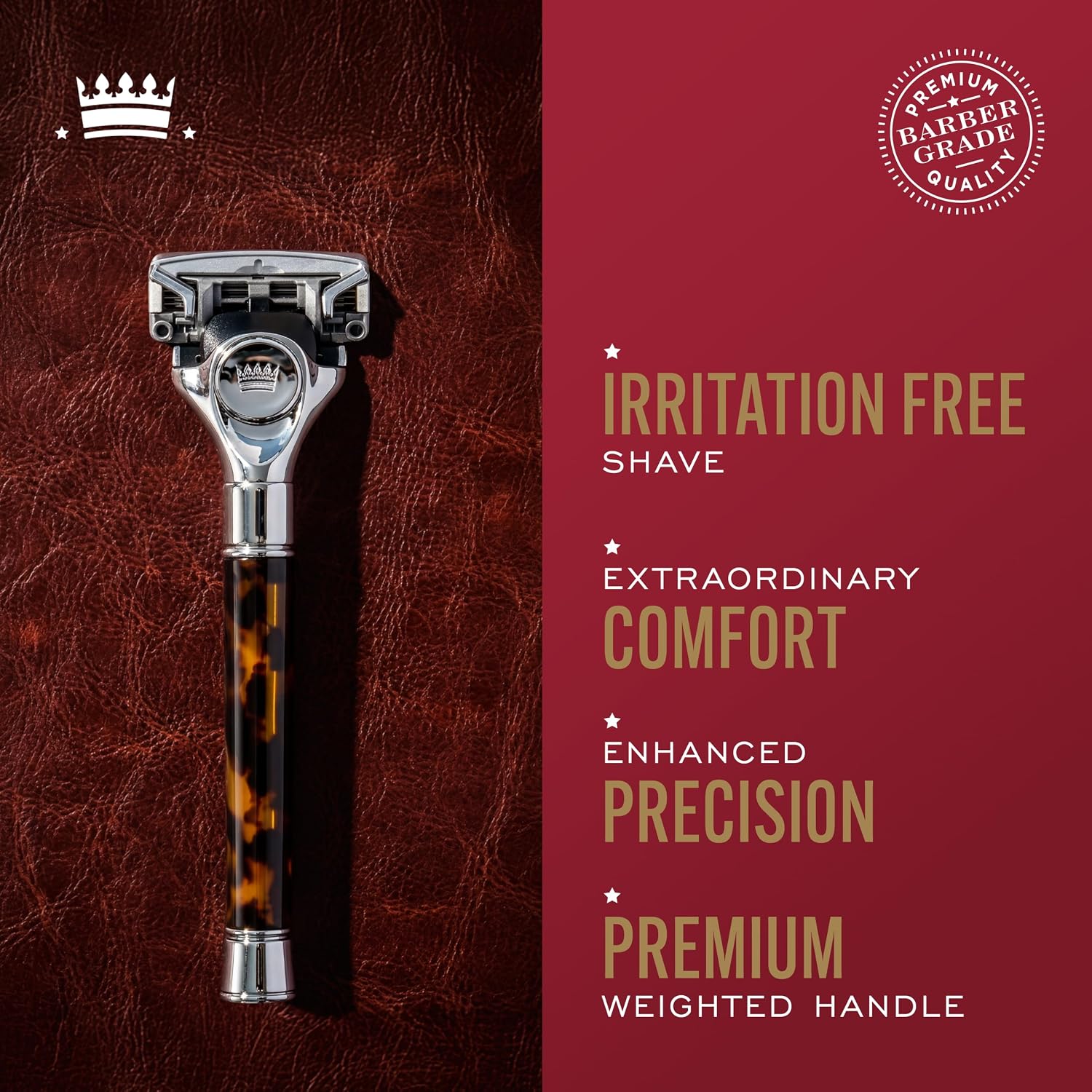 Thumbnail 2 de Cremo Barber Grade Razor for Men with Tortoise Shell Handle – Includes Extra Refills