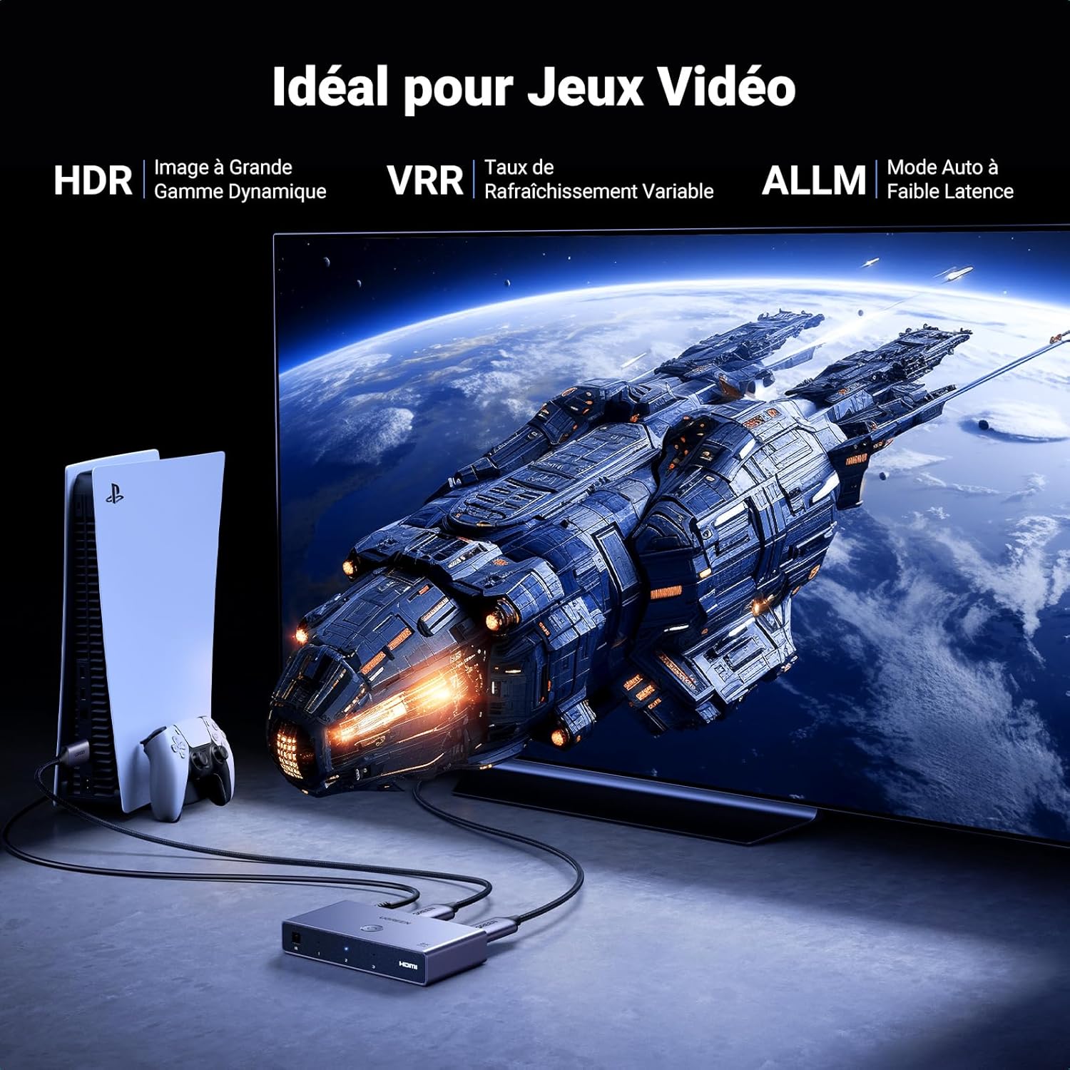 Thumbnail 2 de UGREEN Switch HDMI 2.1 8K 60 Hz (3 entrées / 1 sortie) avec télécommande IR
