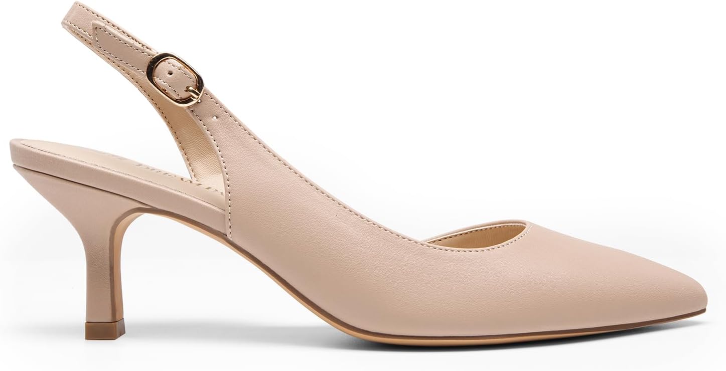 Detalle de DREAM PAIRS Sdpu2444w Women's Kitten Heel Slingback Pumps, Pointed Toe