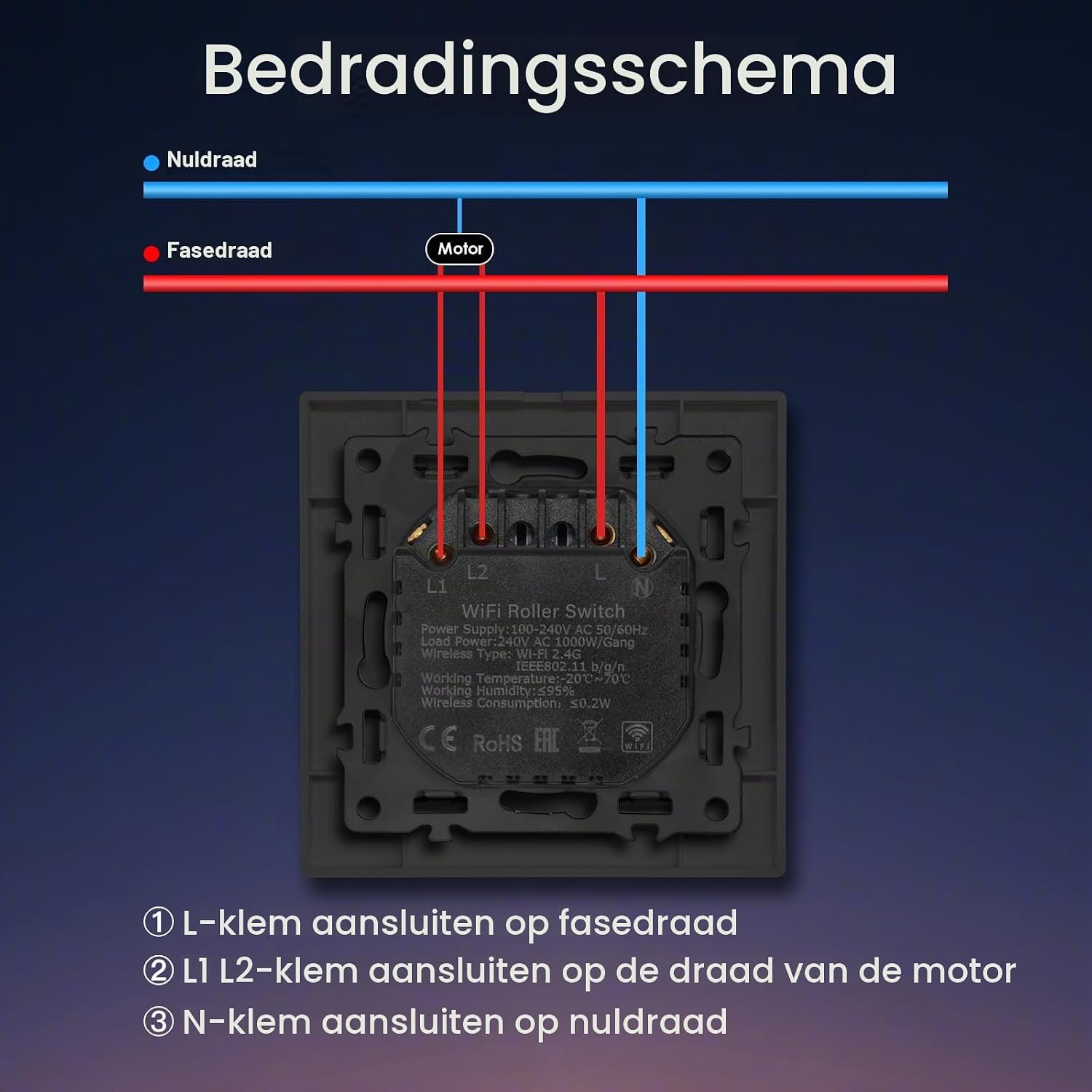 Thumbnail 6 de BSEED wifi-rolluikschakelaar met procentuele bediening, app en spraakbediening, grijs