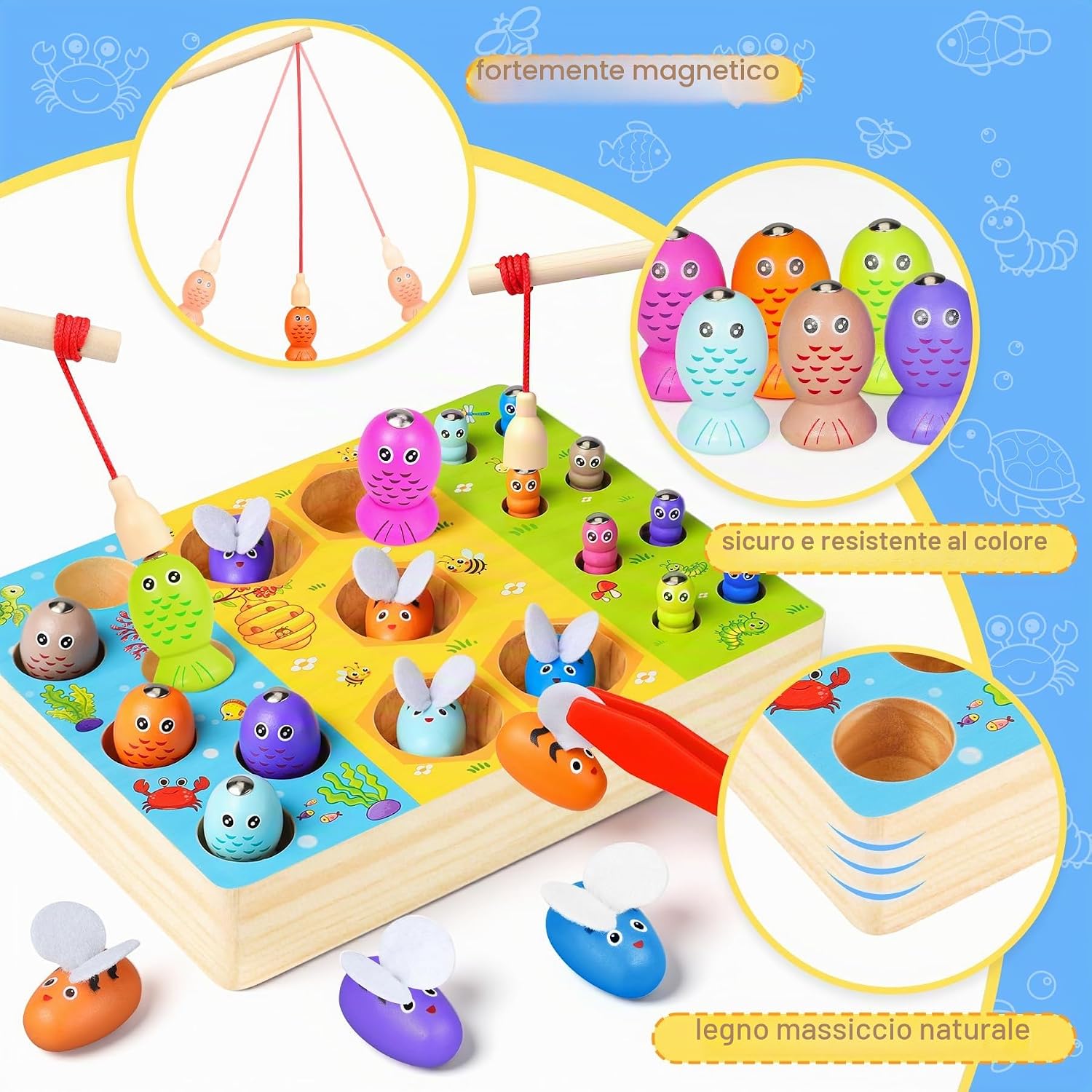 Thumbnail 2 de COOLJOY Giocattolo Montessori Pesca Magnetica in legno per bambini dai 2 anni