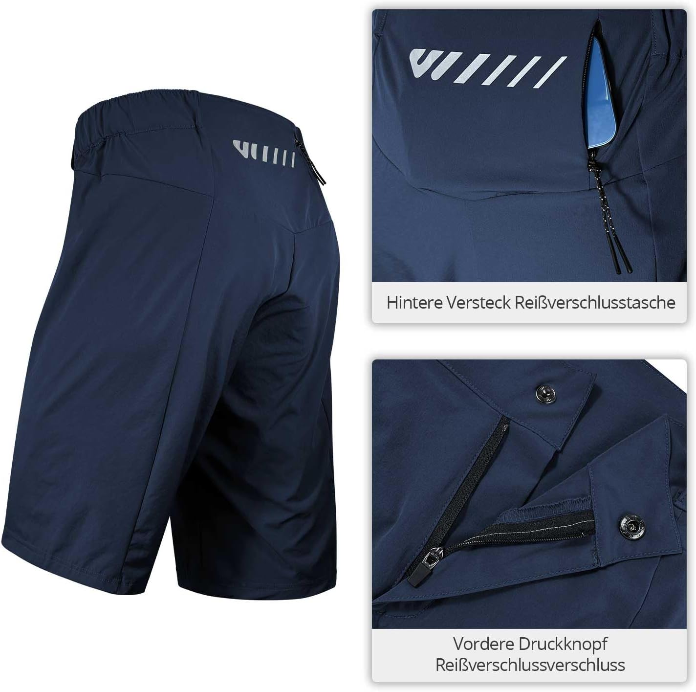 Thumbnail 3 de Wulibike MTB Radhose Herren Kurz 2-in-1 mit herausnehmbarer Innenhose und 4D-Sitzpolster