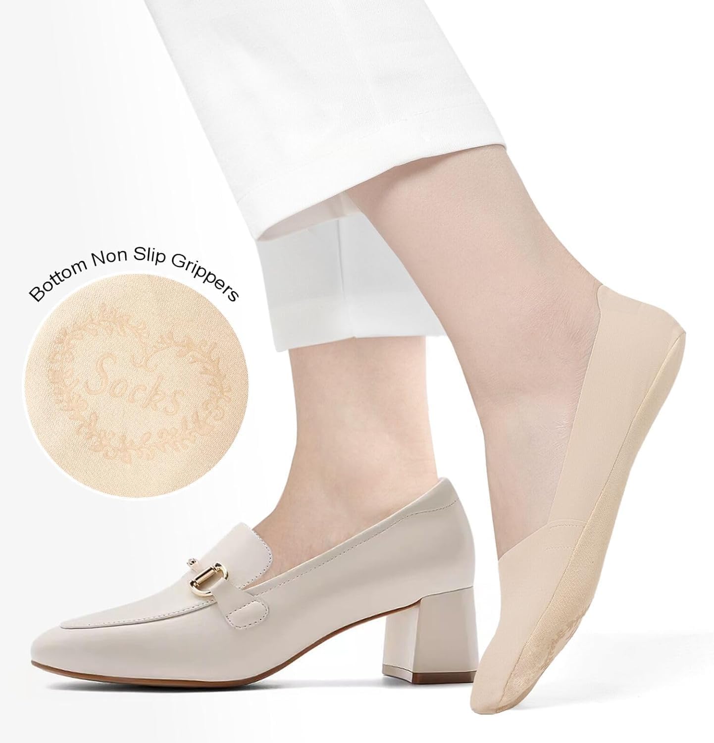 Detalle de Caldodo No Show Trainer Socks Women’s: Invisible, Non-Slip Liner Socks 6-Pair Pack