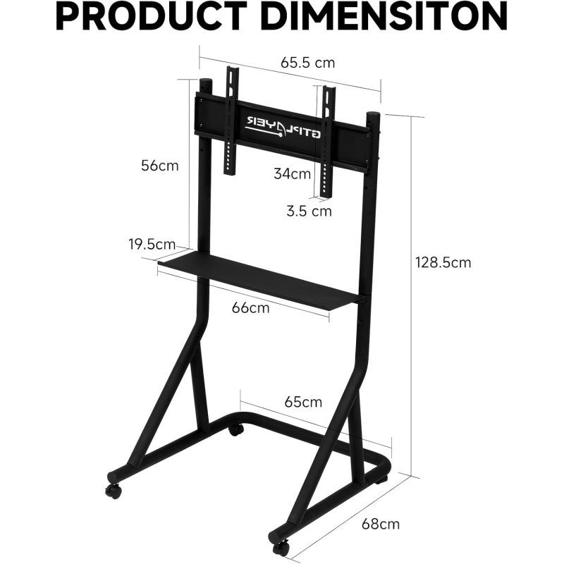 Detalle 2 de Gtplayer Soporte Monitor Simulador Altura Ajustable 32–65" con Ruedas