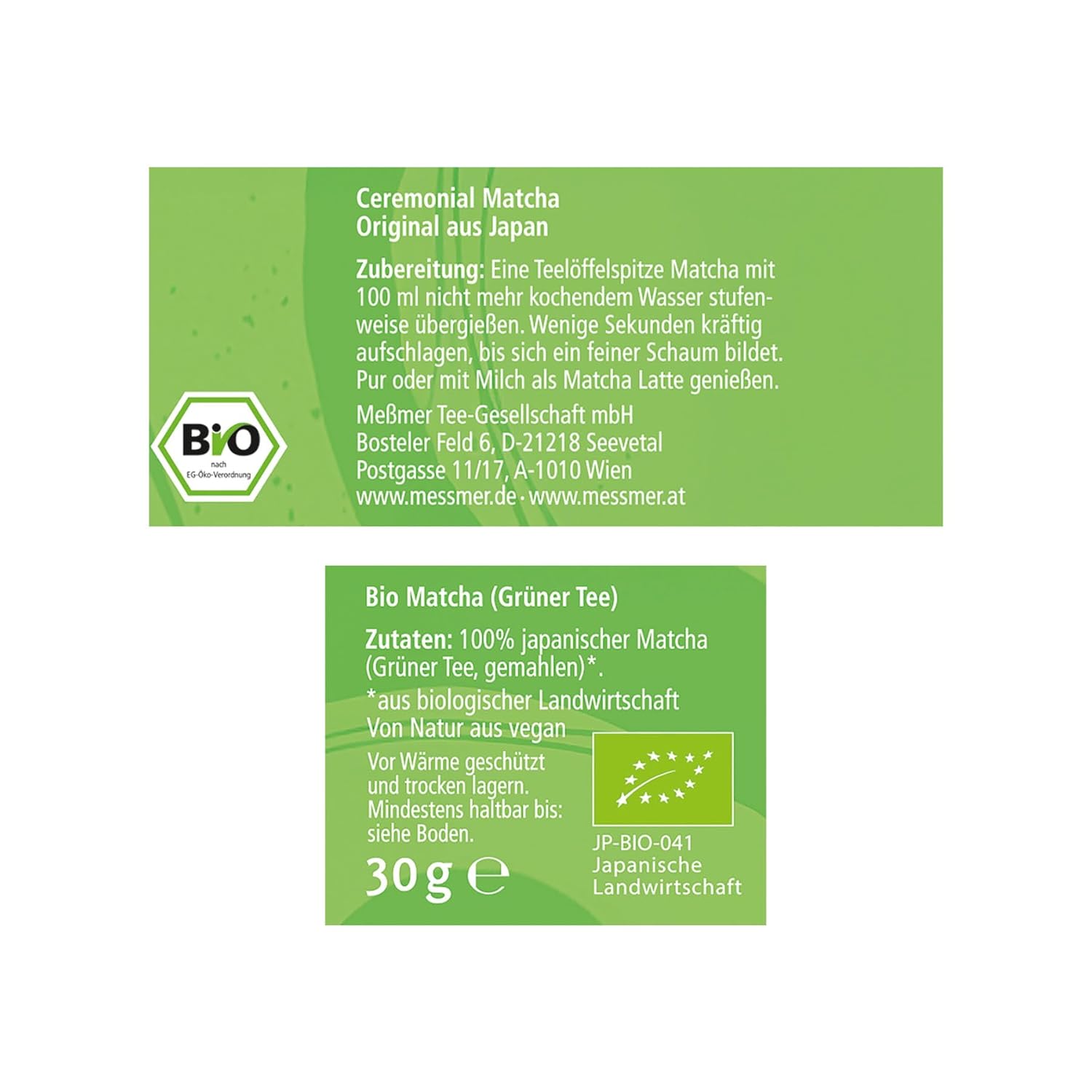 Detalle de Meßmer BIO Matcha (Ceremonial Qualität aus Japan) – fein vermahlenes Grünteepulver, 30 g Dose