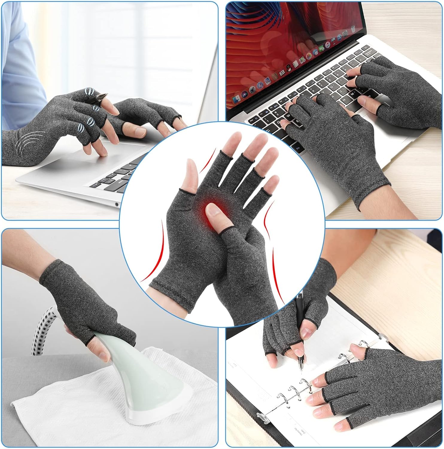 Thumbnail 5 de ACWOO Guantes de Artritis sin dedos L
