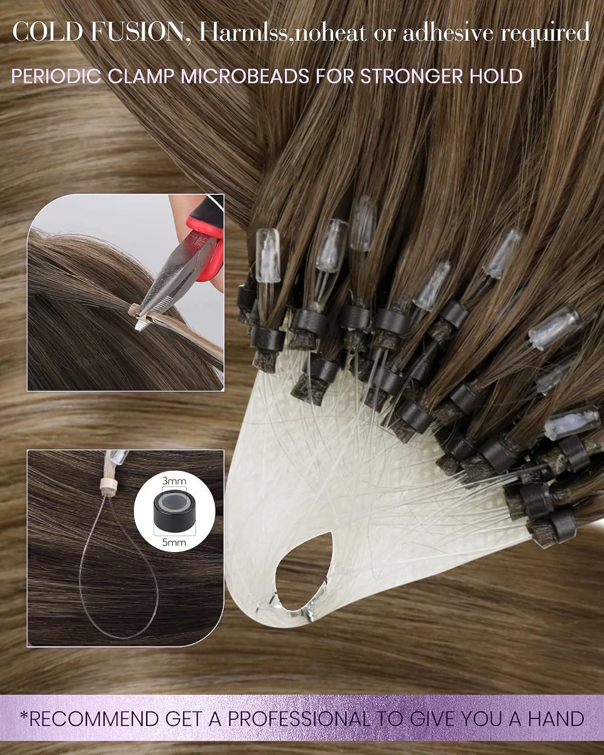Thumbnail 2 de LaaVoo micro beads hair extensions 14 inch