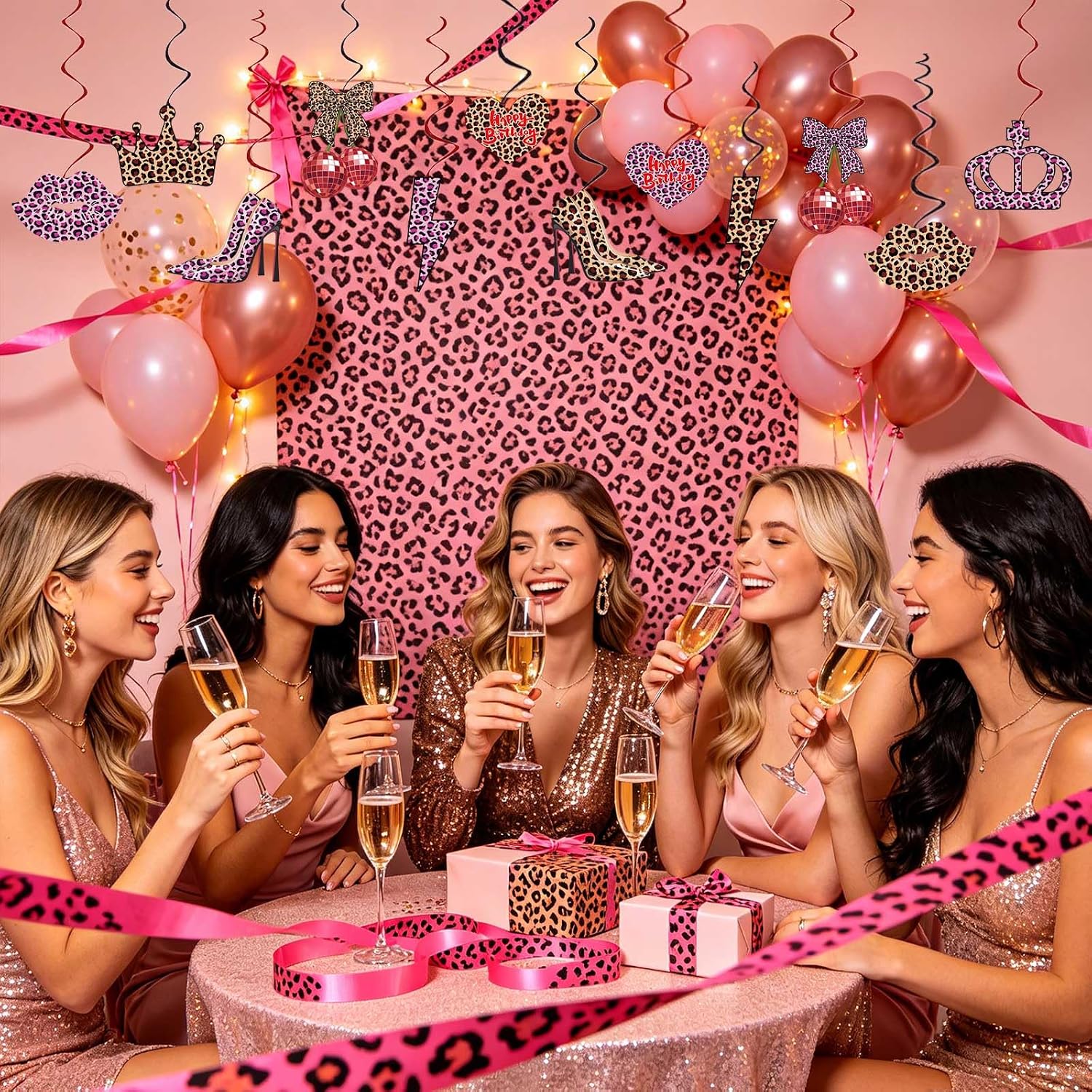 Detalle 1 de Cheetah Print Party Decorations, 24-Piece Set