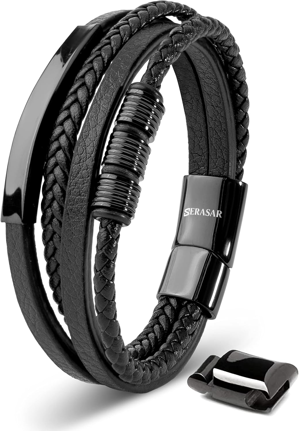 Detalle de SERASAR Bracelet Homme Cuir Magnétique