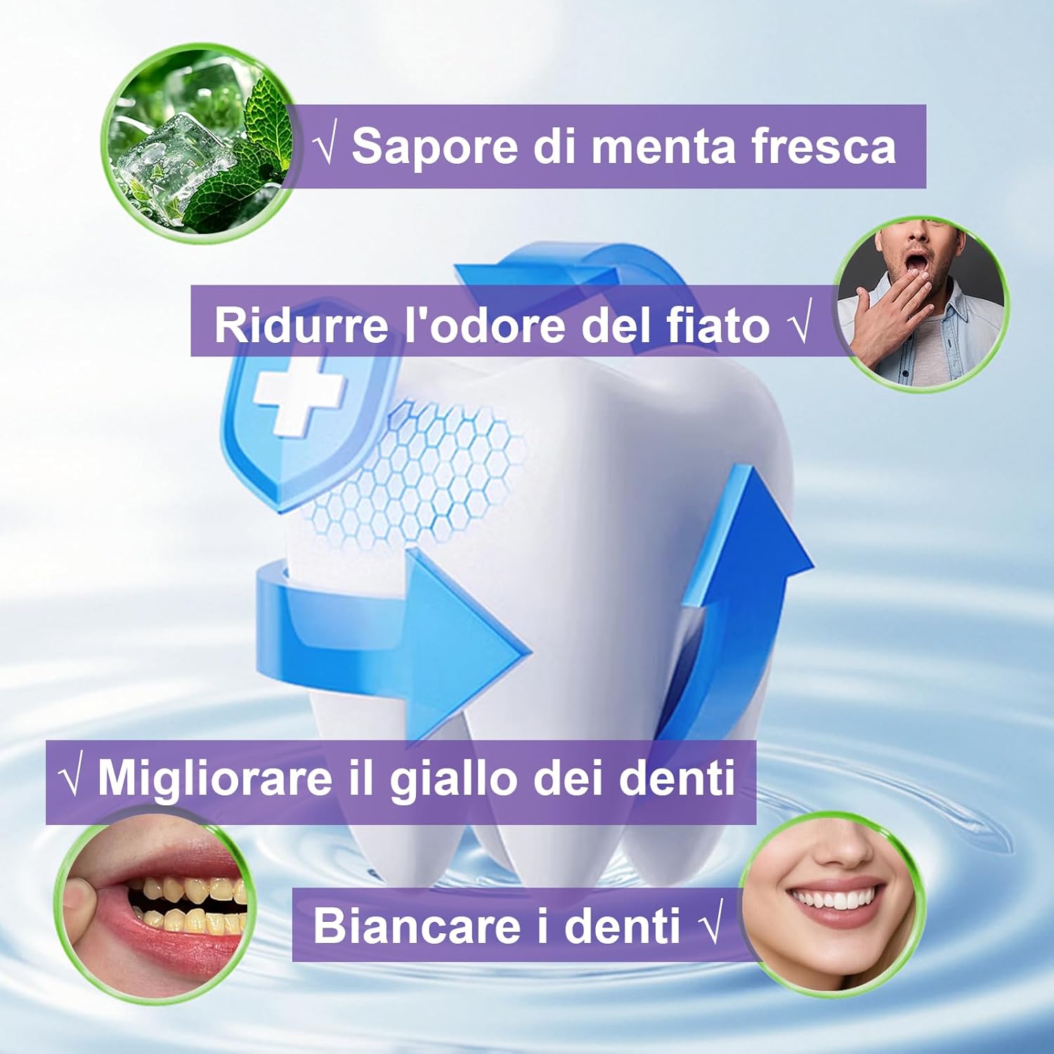 Detalle de Penne Sbiancante Denti – Gel Sbiancamento per Dental, Kit Professionale in Viaggio (Viola, 3 Pezzi)