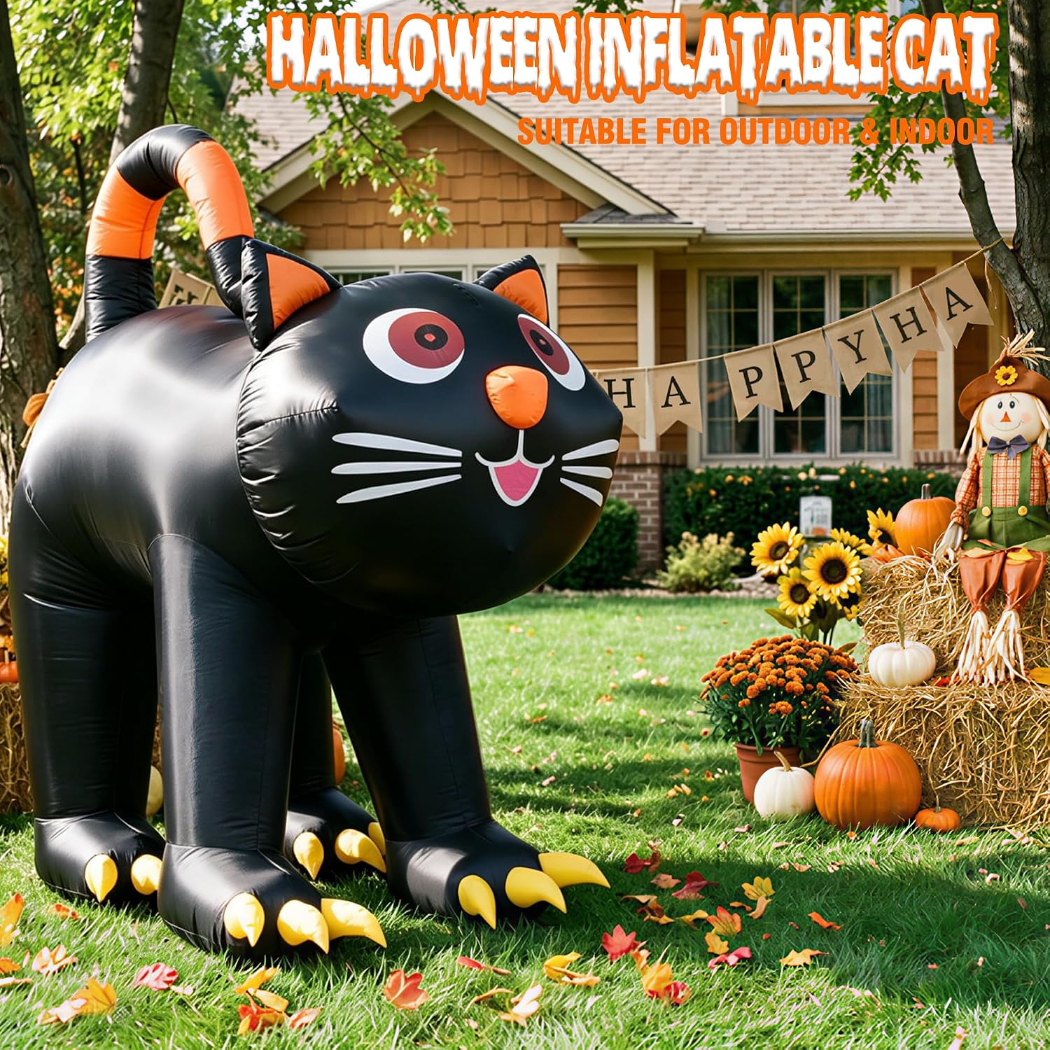 Detalle 2 de NovaFloat 01 Halloween Inflatable Black Cat with Built-In LED Lights