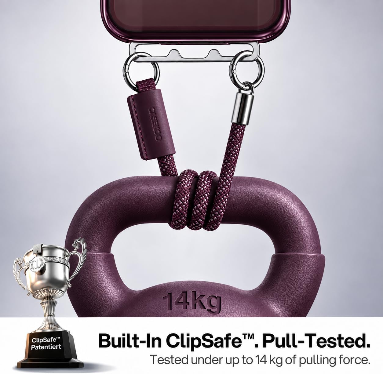 Thumbnail 6 de CASEKOO LinKOO Magnetic iPhone Case, Burgundy Clear Back with Wrist Strap