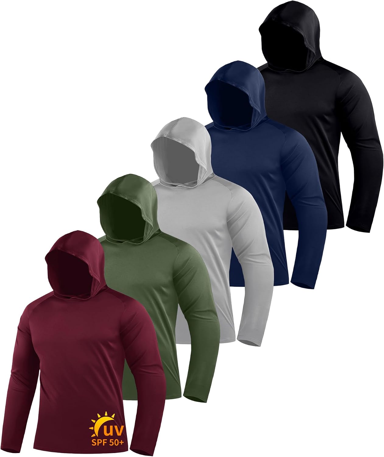 Thumbnail 6 de ZITY 5 Pack Men's Sun Protection Long Sleeve Hooded Shirts UPF 50+